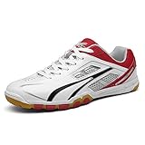 FJJLOVE Tischtennis-Schuhe, Breathable Badminton Schuhe No-Slip-Athletischer Sport-Turnschuhe Bequeme Racquetball Squash-Schuhe Für Damen Und Herren,Weiß,40