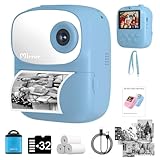 ICONLINK 2025 Neue Kinderkamera Sofortdruck mit Spiegel, 1080P HD Dual-Linsen-Selfie-Digitalkamera mit 3 Rollen Druckpapier und 32G Karte, Urlaubsgeburtstagsgeschenke für Kleinkinder im Alter von 3–12