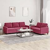 2-TLG. Sofagarnitur mit Kissen Weinrot Samt,Gemütliche Wohlfühloase: Weinrotes Samt Sofa Garnitur für entspannte Stunden im Wohnzimmer Wohnzimmer, Sofas