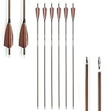 SHARROW 6 Stück Pfeile, 32 Zoll Carbonpfeile Bogenpfeile Jagdpfeile Spine 340/400/500/600 mit 4'' Feder für Bogenschießen, Recurvebogen, Langbogen und traditionellen Bogen (Spine 600)