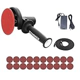 LeTkingok Elektrischer Tellerschleifer, 200W Handgeführter Trockenschleif und Polierer mit Einstellbarer Geschwindigkeit 125mm Schleifpapier zum Schleifen Polieren und Entfernen von Farbe