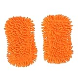 Cabilock 2 Stück Mikrofaser Auto Waschhandschuh Orange Ultrasanft Kratzfrei Chenille Waschhandschuh für Auto Motorrad Vielseitig Einsetzbar Saugfähig Schonende Fahrzeugpflege