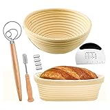 GANMEI BrotgäRköRbchen 2Er Set mit Kit-Round und Ovel Baking Bowl - Lame-Teigschaber