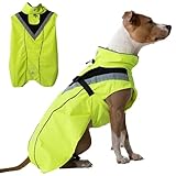 DOGOPAL Regenmantel Hund wasserdicht für kleine & große Hunde - Gelber Hunderegenmantel mit Reflektorstreifen - Wasserdichter Hundemantel, Regenschutz & Regenjacke (Gelb, XL)