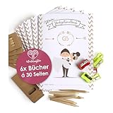 WeddingTree 6x Malblock - Malbuch für Kinder mit Buntstifte und Anspitzer - Gastgeschenke - Beschäftigung Hochzeit- Hochzeitsmalbuch