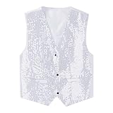 Cexiakong Pailletten Weste Herren Ärmellos Glitzer Jacke Disco Outfit Männer Shiny Vest Glänzende Herrenwesten Anzug Westen V-Ausschnitt Anzugweste Festlich Arbeitsweste Freizeitweste Faschingkostüm