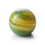 Auraglow Handgefertigte LED-Tischlampe aus geblasenem Glas mit Planeten-Motiv, kabellos, batteriebetrieben, [JADE]