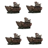 iplusmile 5 Stück Versteck Garnelen Ornament Harz Ornamente Versteck Boot Aquarium Fisch Für Versunkenes Schiff Landschaftsbau Micro Betta Dekor Landschaft Höhle Wrack Dekoration Schmuck