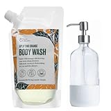 Bower Collective Uplifting Orange Duschgel-Set, Duschgel-Nachfüllpackung und Spender, umweltfreundliche Nachfüllpackungen, 500 ml