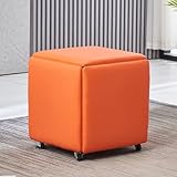 5-in-1-Sitzwürfel aus PU-Leder mit Drehrollen, stapelbar, für Wohnzimmer, Schlafzimmer, bewegliches Sofa, Stuhl, Ankleidestuhl (18 x 18 x 19 cm Leder)