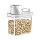 Fyfjur Müsli Aufbewahrung, Waschpulver Aufbewahrungsbox with Measuring Cup, Vorratsdosen mit Deckel Luftdicht, Waschmittelbox, Schüttdosen für Trockenfutter Reis Mehl Waschmittel Hundefutter (1100ml)
