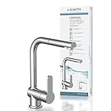 SCHÜTTE Niederdruck Küchenarmatur London mit ausziehbarer Geschirrbrause, Armatur für Boiler/Untertischgeräte, 360 Grad schwenkbarer Wasserhahn Küche, Mischbatterie Spültischarmatur 79719, Chrom