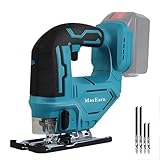 MaxEarn 750W Akku Stichsäge für Makita 18V Lithium-Akku mit Schalterverriegelung und Stufenlosem Geschwindigkeitsschalter, Akku-Pendelhubstichsäge mit 4 Stichsägeblatt für Holz, PVC (Ohne Batterien)