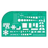 Linex 1258S Architekt-Universal-Schablone, Maßstab 1:100, Tuschenoppen, Symbole für Möbel, 200x115mm, grün