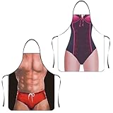 SIVZUMO 2 pcs Lustige Kochschürze Sexy Kreative Männer Schürze Küchenschürze Lustige Herren Grillschürze Schürze als Grill Geschenk für Männer Frauen