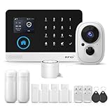 Smart Home Alarm, Alarmanlagen für drahtlose Sicherheitskamera mit Tür- und Fenstersensor, Tuya App-Warnungen, kostenlose monatliche Gebühren (A103F-4G-C+T32W2 Kamera)