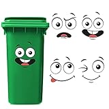 Nezyo 4 Blätter Mülltonnen Aufkleber Klebstoff Karikatur Ausdrücke Mülleimer Aufkleber Dekorative Wand Aufkleber Augen und Mund DIY Großes Aufkleber für Kühlschrank Eimer Wand, Indoor Outdoor