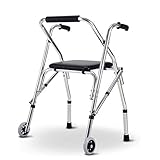 Rollator mit Sitz und Rädern, tragbar, leicht, zusammenklappbar, für Senioren, für Haus und Außenbereich (Farbe: Grün) (schwarz) Eine kluge Wahl