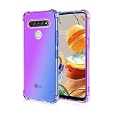 JIAFEI Hülle für LG K61 Gradient Color Handyhülle TPU Gradient Dünn Schutzhülle Anti-Fall Handytasche Handy Case Kompatibel mit LG K61, Lila/blau