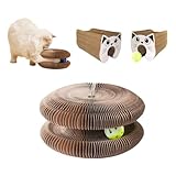 KratzKokon™ Faltbar Bequem Haltbar Recyclabel Magic Organ Katzen Kratzbrett mit Glockenball, Interaktives Katzenspielzeug für Innen