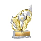 eberin · XS Fussball Pokal personalisierbar · Stützpunkt Trophäe · Jugend Fußball Wanderpokal · Fussballspieler*innen Preis · Fußballschuhe Gold · Pokal mit Gravur · 12 cm
