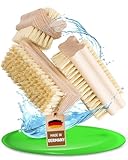 FEINHOLZ® Nagelbürste Holz (3 Stck.) mit stabilen Borsten hart und weich • Bürsten plastikfrei • Made in Germany • Handbürste Kinder, Gemüsebürste, Wurzelbürste • Fingerbürste und Handwaschbürste