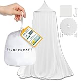 Silberkraft Moskitonetz XXL für Doppelbett - Mückennetz mit Reißverschluss-Öffnung, inklusive Klebehaken, geeignet für Reisen und zu Hause, feinmaschiges Netz, mit Beutel zur Aufbewahrung