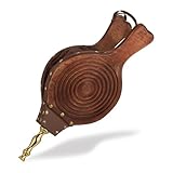 Relaxdays Blasebalg, Holz, Luftgebläse für Grill & Kamin, Länge: 47 cm, rustikales Design, Handblasebalg, braun/gold