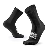 ROCKBROS Road to Sky Fahrradsocken Sportsocken, Atmungsaktiv Leichte Kompression Rutschfest, Lange Laufsocken Herren Damen, Socken für Rennrad Mountainbike Schwarz L