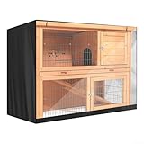 Opatiny Kaninchenstall Abdeckung für den Außenbereich, wasserdichte winddichte Staubschutzhülle 122 x 50 x 105 cm mit Belüftung und transparentem Frontvorhang, passend für Doppeldecker Rabbit C