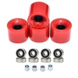 Drivstraw Skateboard-Räder, 60 x 45 mm, 78 A, Longboard-Rad-Set mit ABEC-9-Kugellagern und Abstandshaltern für Cruiser, kurzes Skateboard und Bollerwagen, 4 Stück, PU-Stahlkonstruktion (rot)