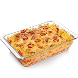 NUTRIUPS Tiefe Glas Auflaufform, 30x20x7.5cm - Glas Ofenform, Rechteckige Lasagneform, Ofenfeste Klarglas- Bratform (3. 5L)