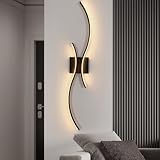 Comely LED Wandleuchte Innen Moderne, 27 W Kreative Lange Linie Wandlampe, Warmweiß Wandbeleuchteung für Wohnzimmer Schlafzimmer Flur, Schwarz, 80 CM