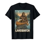 Lustiges Bigfoot Kanu See Retro Sasquatch Camping Natur T-Shirt