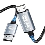 DisplayPort Auf HDMI,4K Displayport to HDMI kabel 3M,Unidirektionaler DP auf HD MI,Nylon Geflochten Displayport to HDMI Kompatibel mit Laptops,PC,Dell,HP,HDTV,Projektor AMD NVIDIA