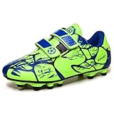 Woflebel Fussballschuhe Kinder Fußballschuhe Jungen 29 Trainingsschuhe Mädchen Klettverschluss Turnschuhe Soccer Schuhe Atmungsaktive Grün