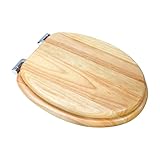 Fanmitrk Toilettendeckel aus Natürlicher Massivholz, Holz WC Sitz, Toilettensitz mit Absenkautomatik, Klobrille Einfache Montage und Einfach zu Reinigen