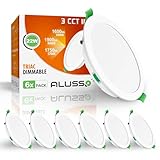 ALUSSO LED Einbaustrahler Dimmbar IP44 Badeinbaustrahler 22W 1900LM, Warmweiß 3000K Neutralweiß 4000K Kaltweiß 6500K Einbauleuchten, LED Deckenspots für Küche Schlafzimmer Büro, 6er Set