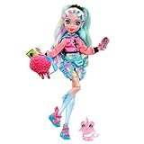 MONSTER HIGH Lagoona Blue Puppe - Pink Hoodie, Batik-Bikeshorts, Plateausandalen, Flossen, Zubehör, für Kinder ab 4 Jahren, HHK55