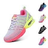 Laufschuhe Damen Sportschuhe Luftpolster Atmungsaktiv Turnschuhe rutschfeste Leichtgewichts Straßenlaufschuhe Sneaker Joggingschuhe Walkingschuhe Fitness Schuhe Grau EU 38