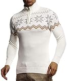 Leif Nelson Herren Strickpullover Pullover Norwegerpullover Winterpullover Norweger Muster Grobstrickpullover Männer Pulli für Weihnachten Winter SIM Fit LN20758 XXL Ecru