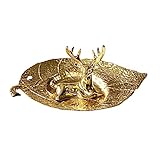 CHILDWEET 1stk Rentier-schmuck-tablett Ring Korb Schmuckschale Aus Blattgold Schmuckstück Behälter Für Schmuckplatte Deckel Desktop -stand Rattan Dekoratives Tablett Golden Kupfer