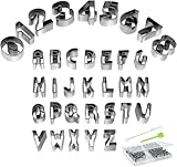 35 Stück Alphabet- & Zahlen-Ausstechformen – Ausstecher-Formen für Kekse, Fondant & Teig – Sichere runde Kanten, Geschirrspülergeeignet, mit Reinigungsbürste & Abstreifstab