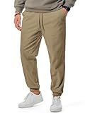 Elegancity Hosen Herren Casual Warme Corduroy Hosen Herren Regular Fit Jogginghose Outdoor Arbeitshose mit Elastischem Kordelzug Bund und Taschen Pergament M