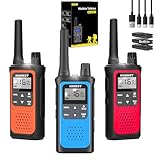 Walkie Talkie 3er Set Aufladbar für Erwachsene Kinder ab 4 Jahre,NXGKET Walki Talki 5km Reichweite 16 KanäLe Funkgeräte mit Drehknopf für präzise Steuerung,für Abenteuer im Freien, Camping, Wandern