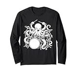 Oktopus spielt Schlagzeug Perkussionist Schlagzeuger Rockmusiker Langarmshirt
