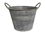 zeitzone Zinktopf Pflanztopf Zink Blumentopf Zinkeimer Rund mit Griffen Landhausstil 27cm