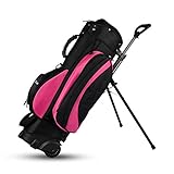 Golftasche, Golf Stand Bag Heavy Bag Stand | Große Kapazität, perfekte Golftasche for den Golfplatz, mit Zwei Riemen und Riemenscheibe for einfaches Tragen(Pink)