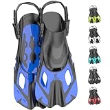 Khroom Schnorchelflossen verstellbar für Kinder Damen Herren | Kurze Tauchflossen & Flippers zum Schnorcheln Schwimmen Tauchen | leichte Schwimmflossen für Urlaub & Pool (Blau 42-47)
