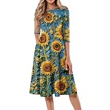 SHE.White Meine Bestellungen Anzeigen, Kleid Schwarz Wickelkleid Damen Damen Freizeitkleid Mit Gestreiftes Und Flower Druck Casual Boho Cocktailkleid Pullover Kleid Damen Kleid Rot(Blue,XXL)